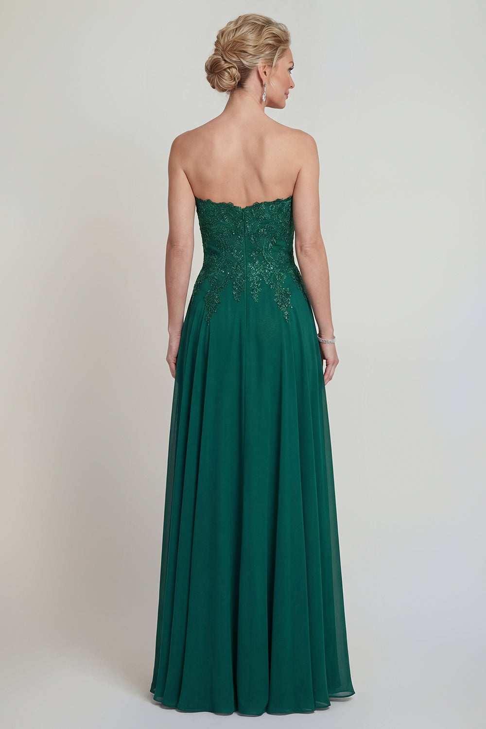 Sparkly Dark Green Beaded Strapless Long Mother of the Bride or Groom Dress