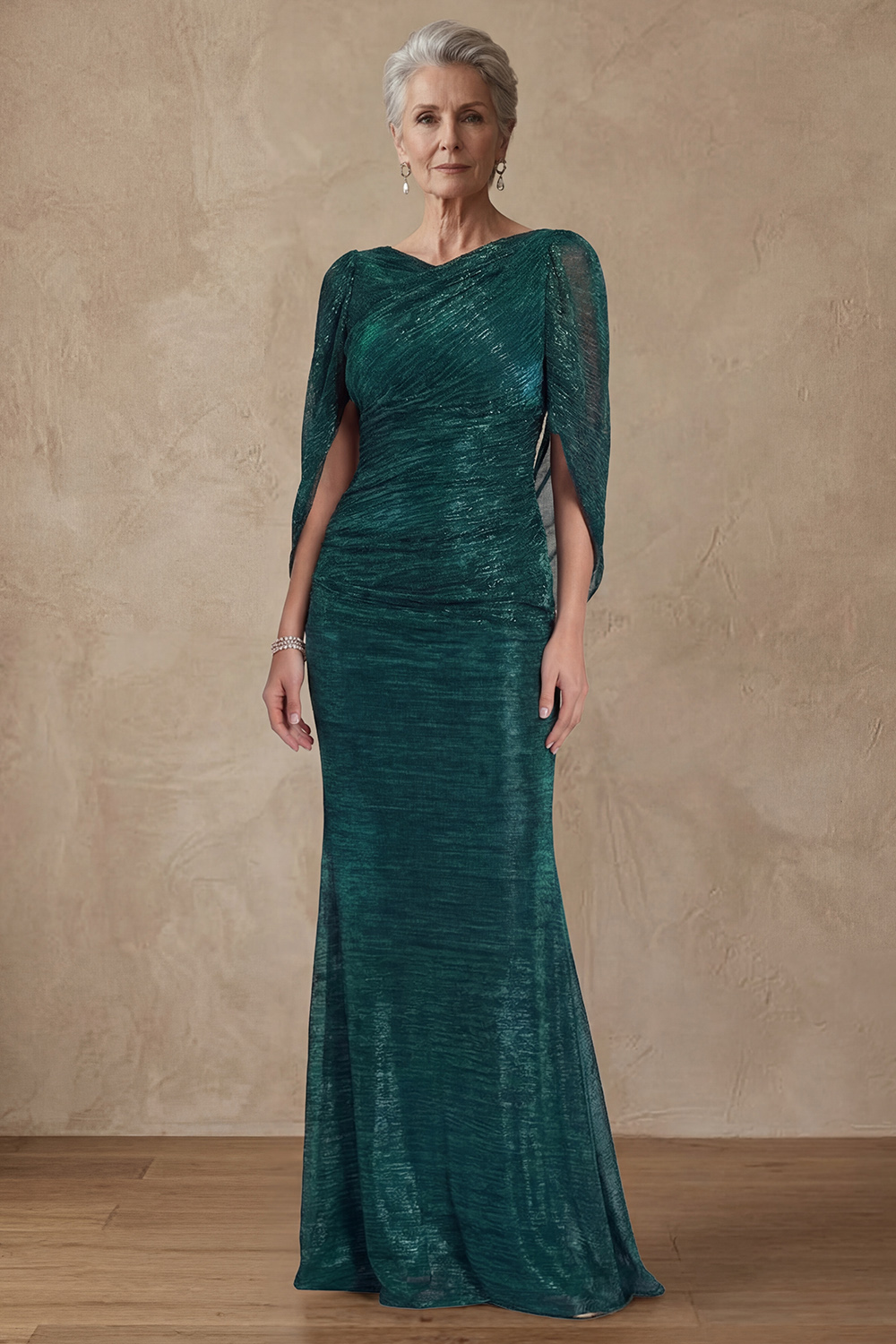 Dark Green Metallic Long Mermaid Mother of the Bride or Groom Dress