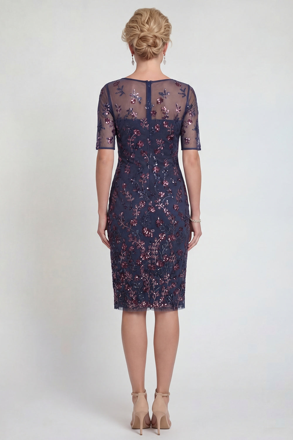 Burgundy Short Bodycon Appliqued Sparkly Mother of the Bride or Groom Dress