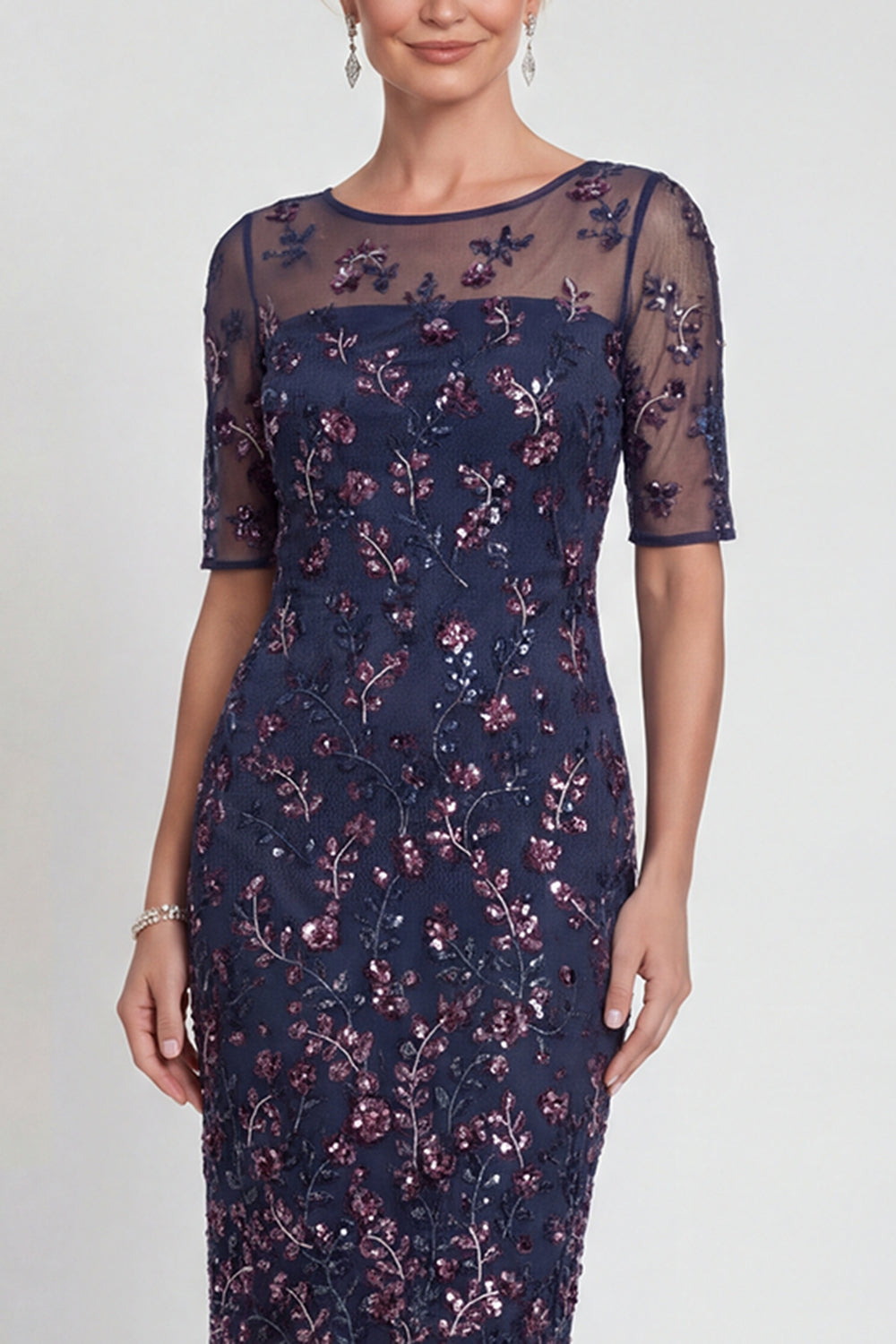 Burgundy Short Bodycon Appliqued Sparkly Mother of the Bride or Groom Dress