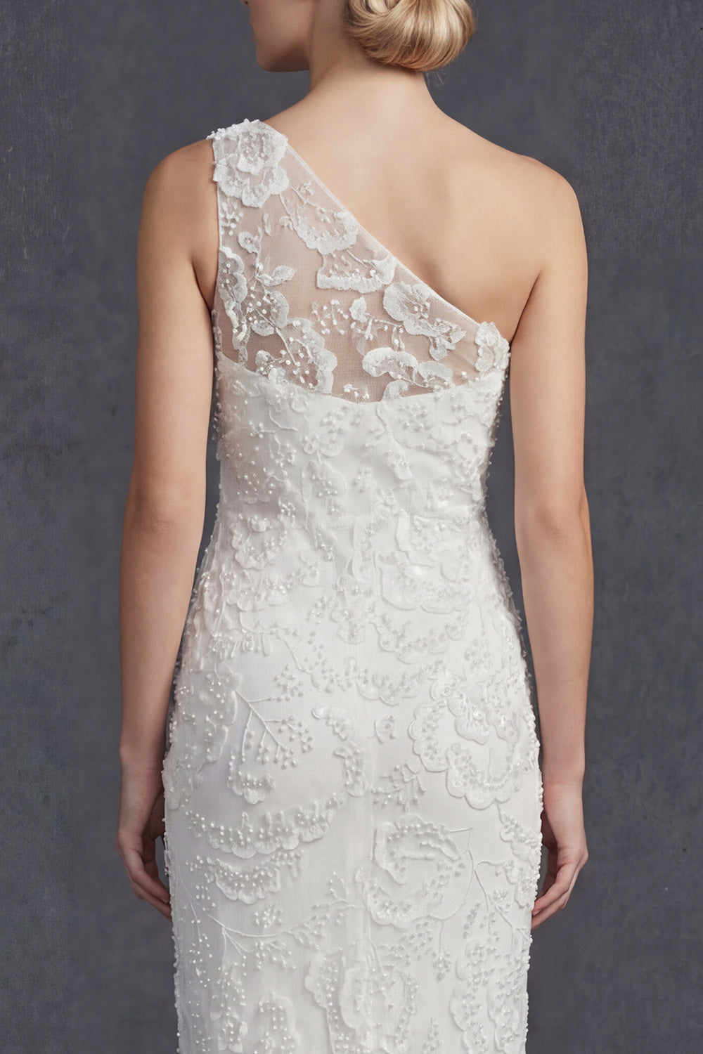 Sparkly White Mermiad Floral Maxi Beaded One Shoulder Boho Wedding Reception Dress with Appliques