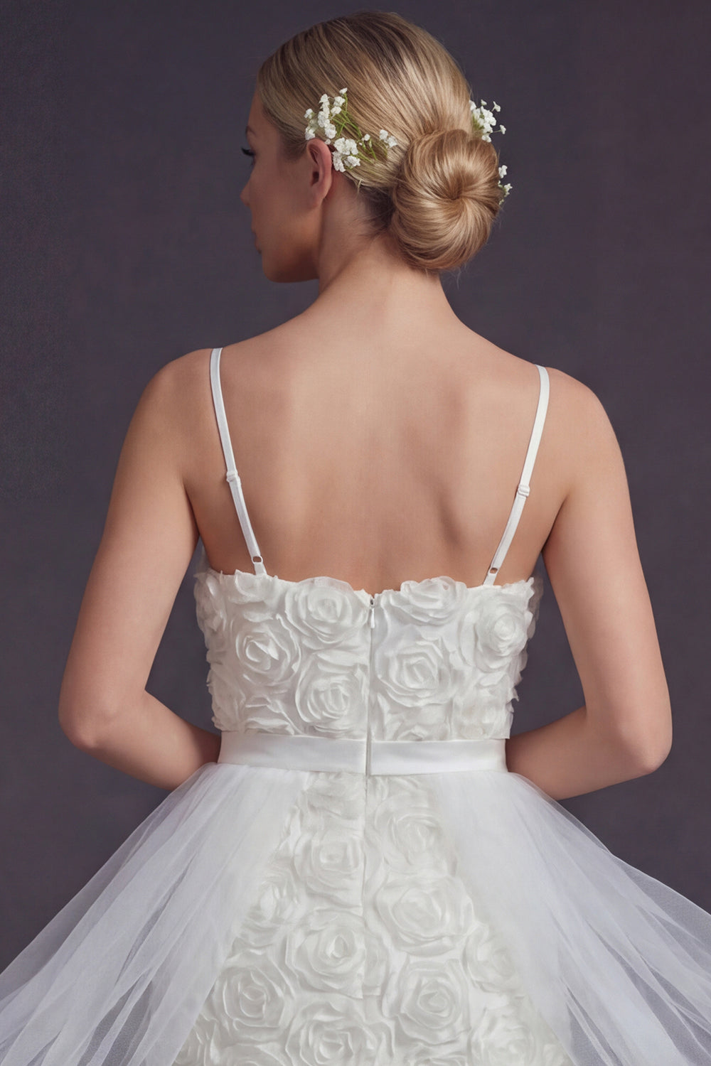 White Bodycon Floral Spaghetti Straps Short Boho Wedding Dress with Cape