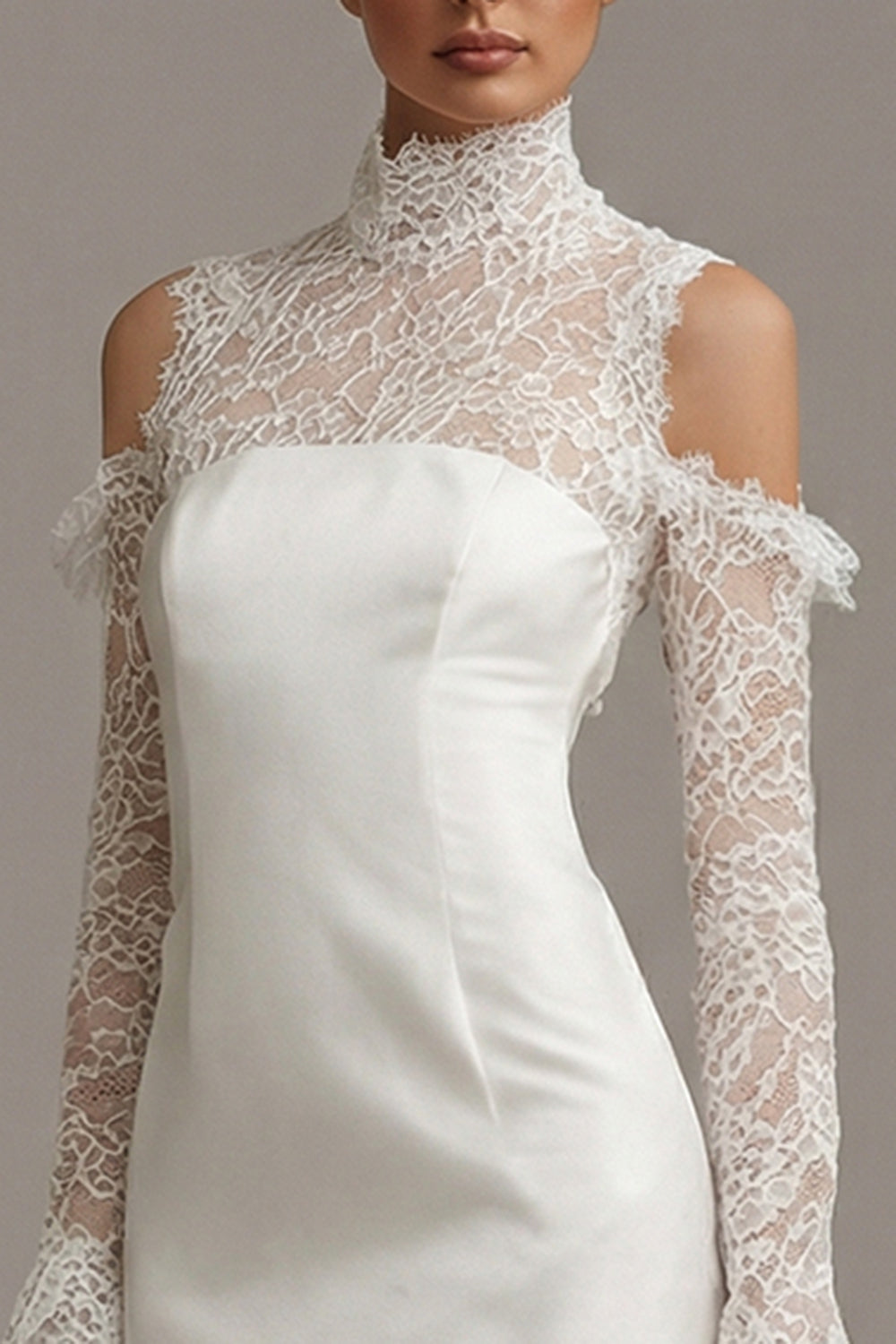 White Bodycon Short Cold Shoulder Ruffled Engagement Dress with Sleeves