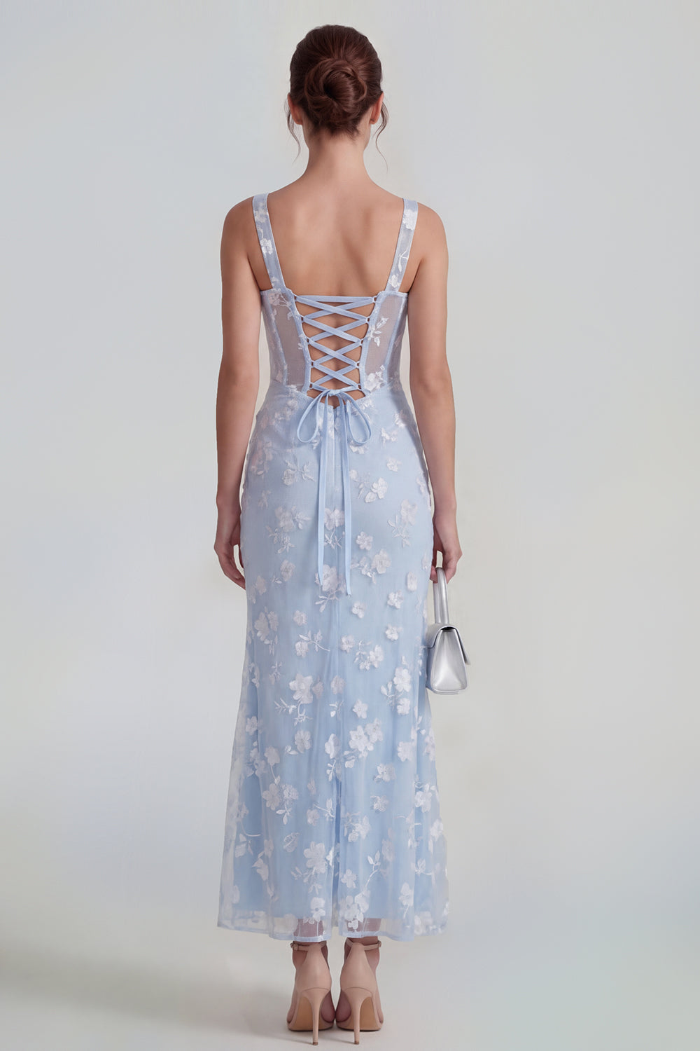 White Sheath Ruched Thick Straps Corset Maxi Wedding Guest Dress