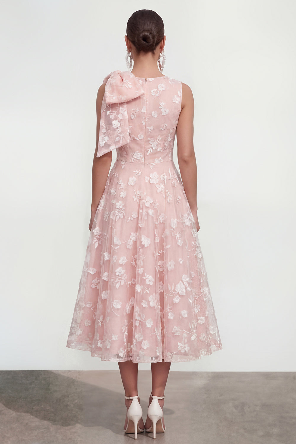 Blue Round Neck A Line Maxi Wedding Guest Dress with Pockets