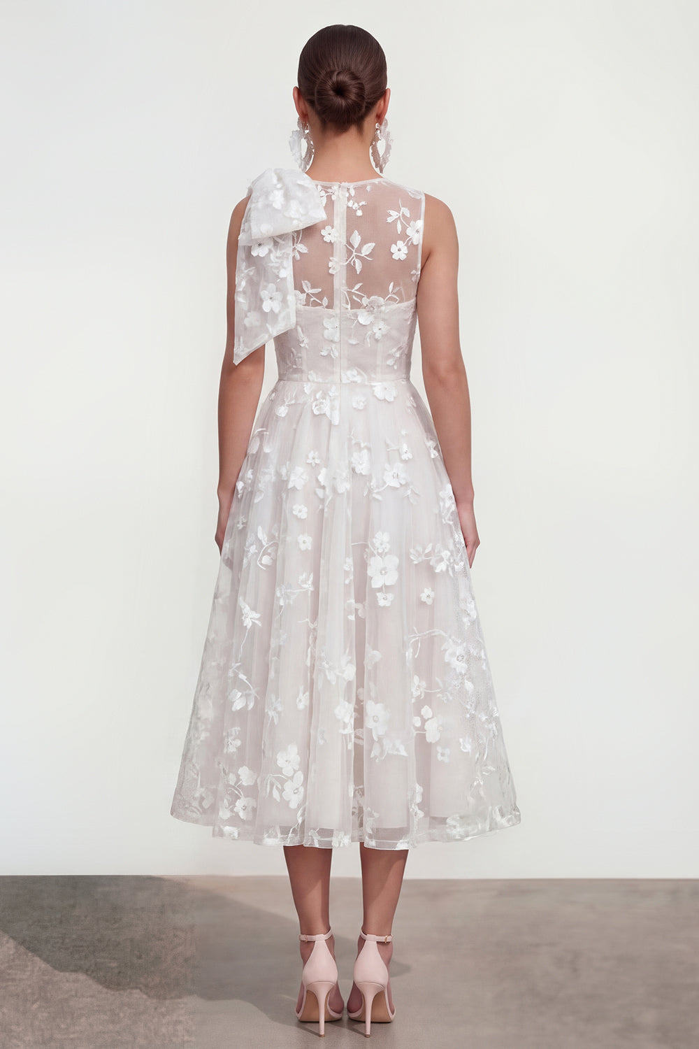 Blue Round Neck A Line Maxi Wedding Guest Dress with Pockets