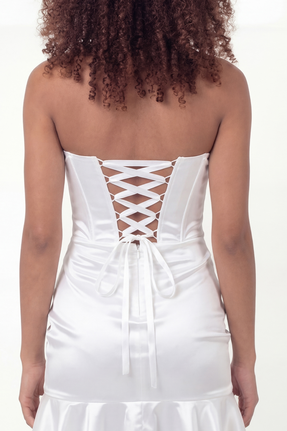 White Sweetheart Bodycon Corset Short Bridal Shower Dress with Ruffles