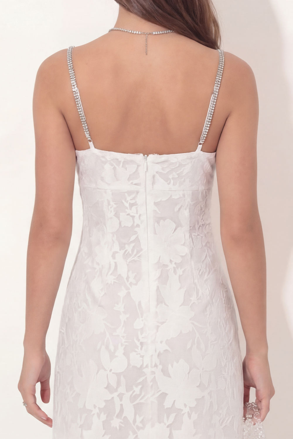 White Spaghetti Straps Lace Bodycon Short Bridal Shower Dress