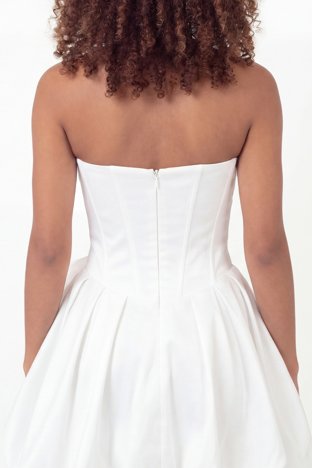 White Strapless A Line Corset Short Bachelorette Dress with 3D Flower