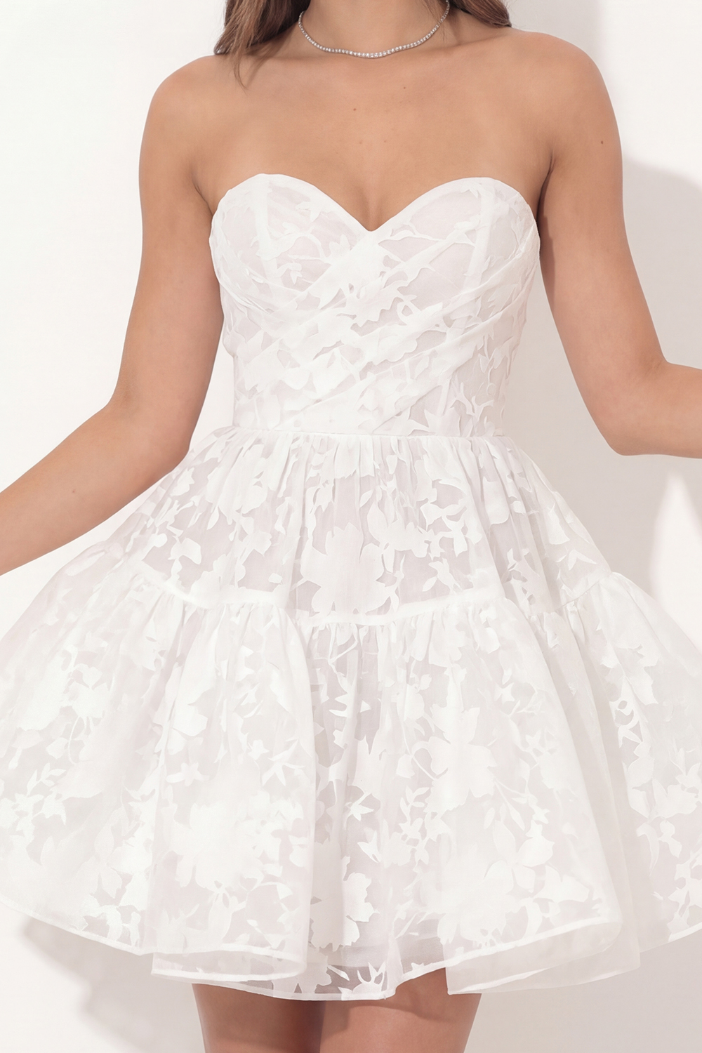 White Sweetheart A Line Corset Short Bachelorette Dress with Pearls