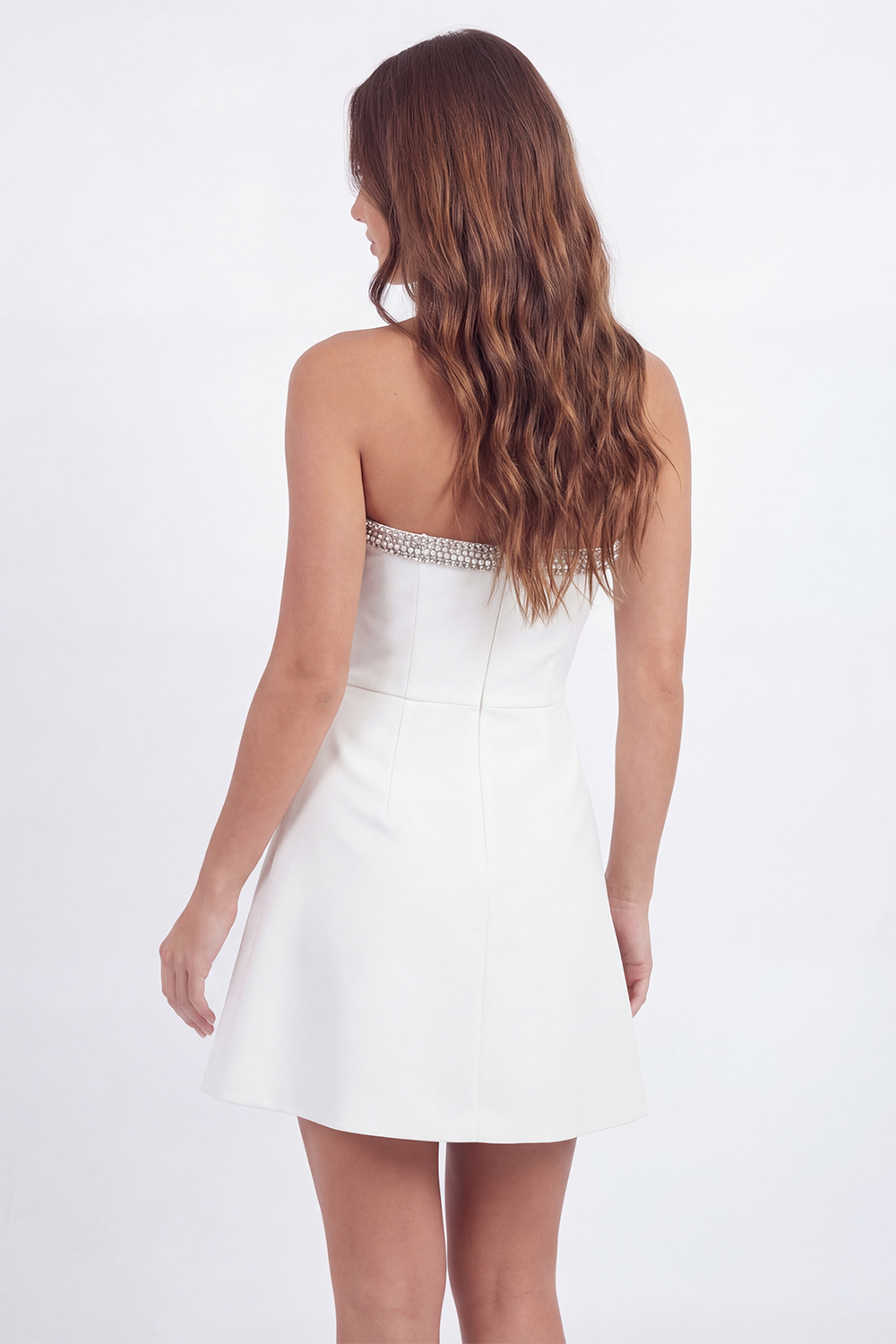 Sparkly White Beaded A Line Short Bachelorette Dress with Bows