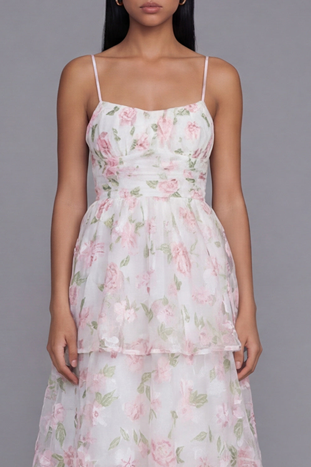 Yellow A Line Corset Floral Maxi Beach Wedding Guest Dress with Ruffles