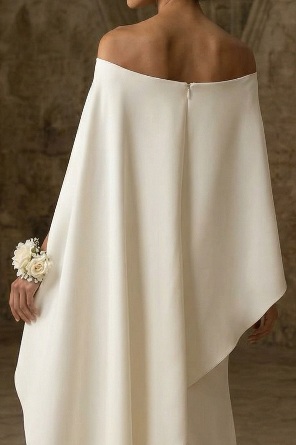 White Mermaid Maxi Boho Wedding Dress with Slit
