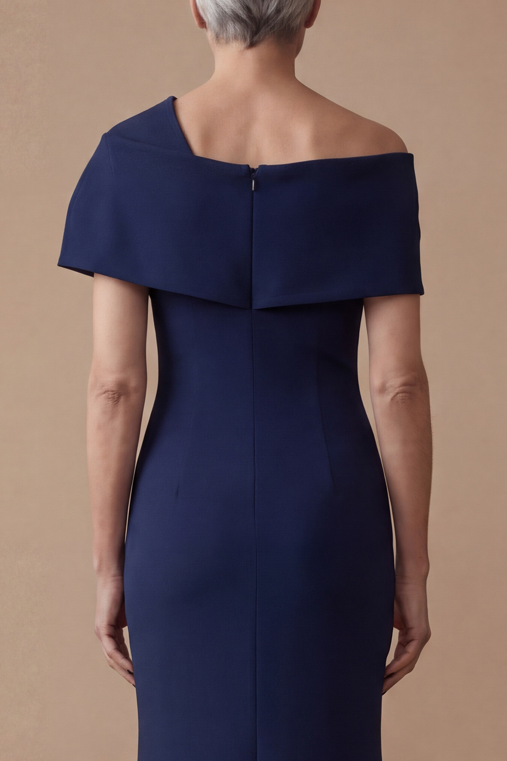 One Shoulder Mermaid Navy Floor-Length Mother of the Bride or Groom Dress with Bow