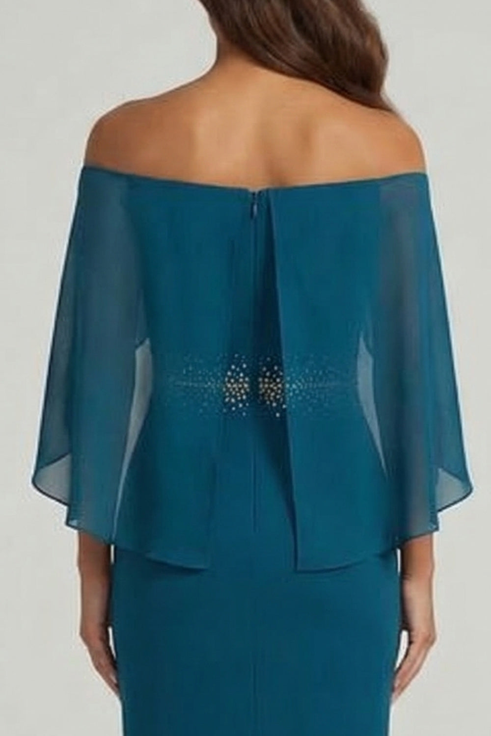 Peacock Blue Mermaid Beaded Long Mother of the Bride Dress with 3D Flower