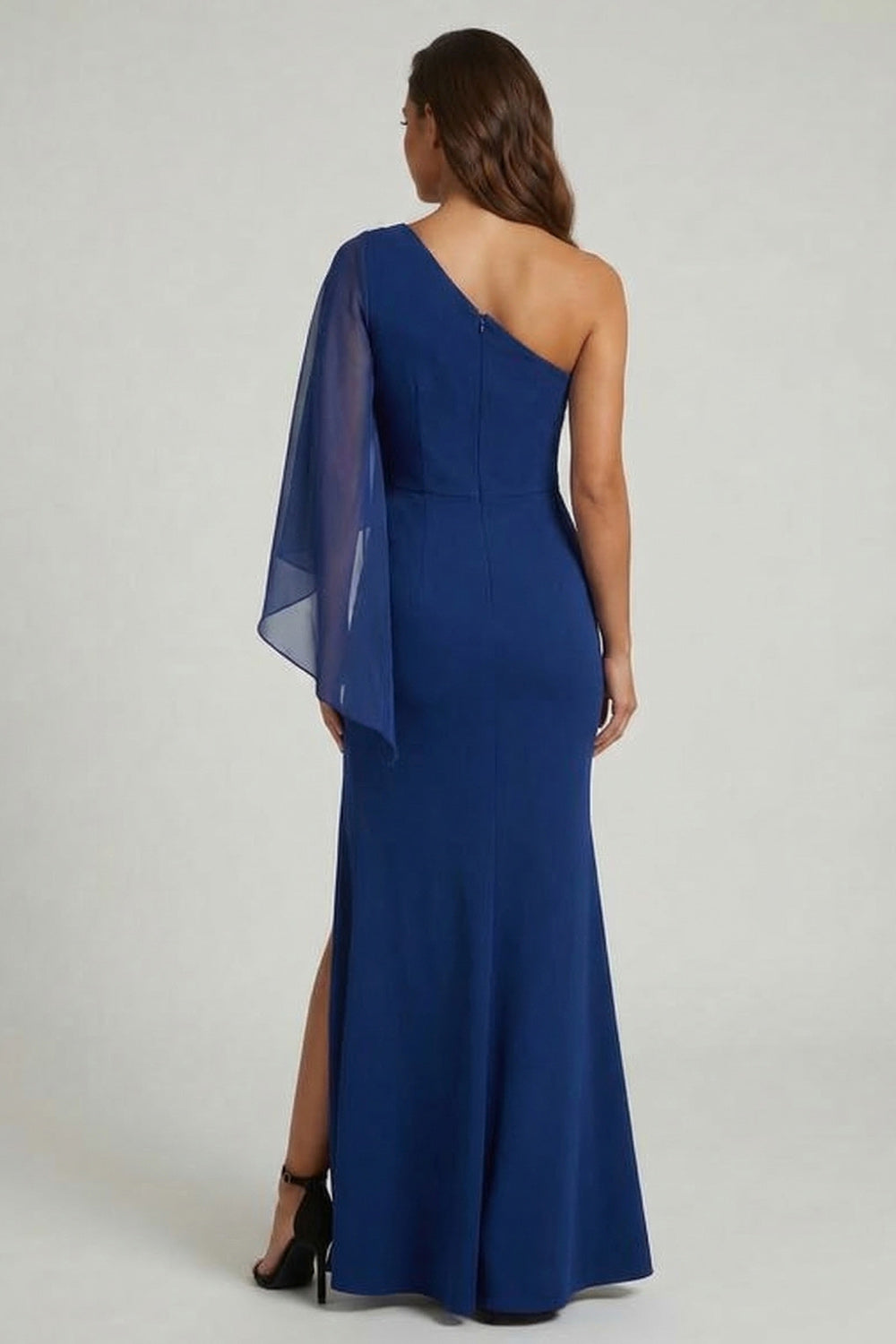 Dark Blue Mermaid Long Mother of the Bride Dress with Slit