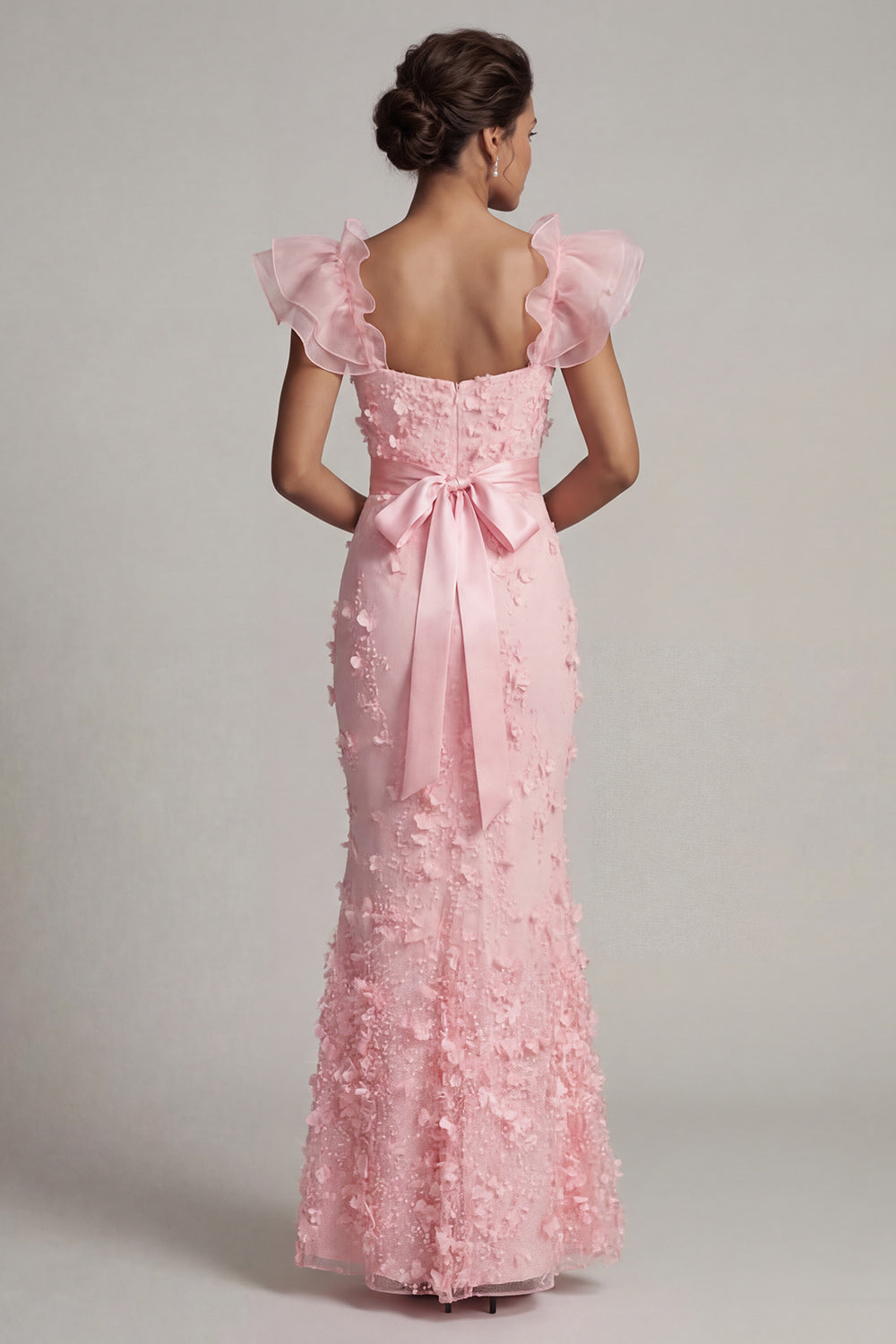 Blush Long Mermaid Floral Mother of the Bride Dress with Ruffles