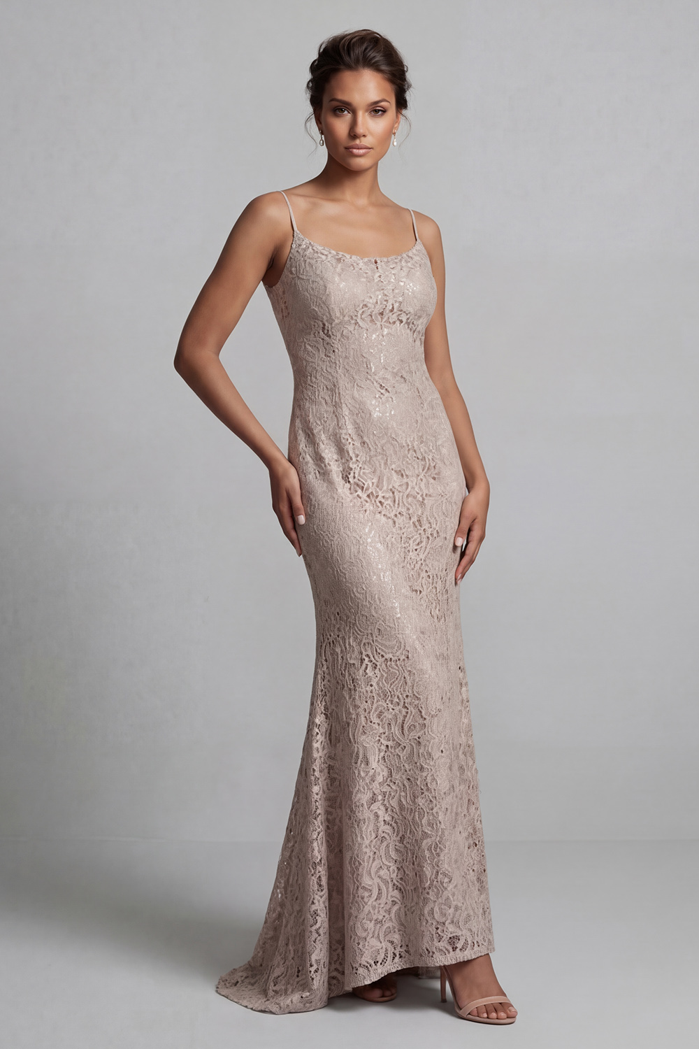 Champagne Mermaid Scoop Long Mother of the Bride Dress with Jacket