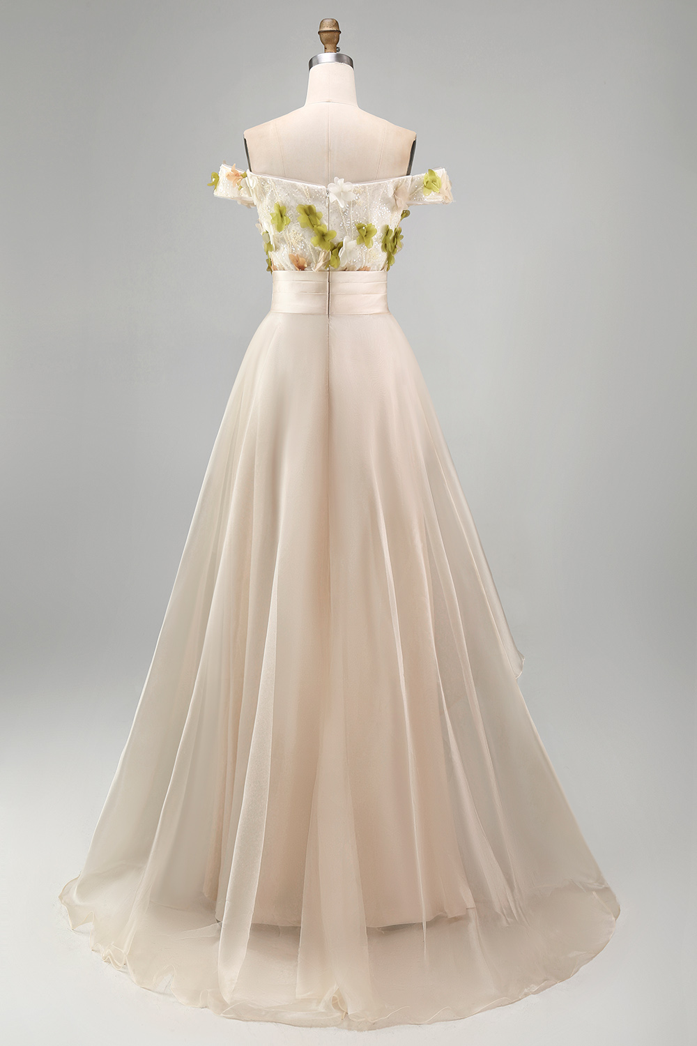 Apricot Asymmetrical Floral A Line Mother of the Bride Dress with Ruffles