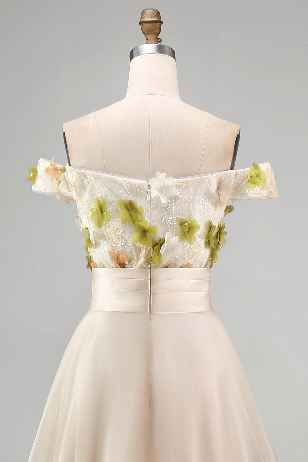 Apricot Asymmetrical Floral A Line Mother of the Bride Dress with Ruffles
