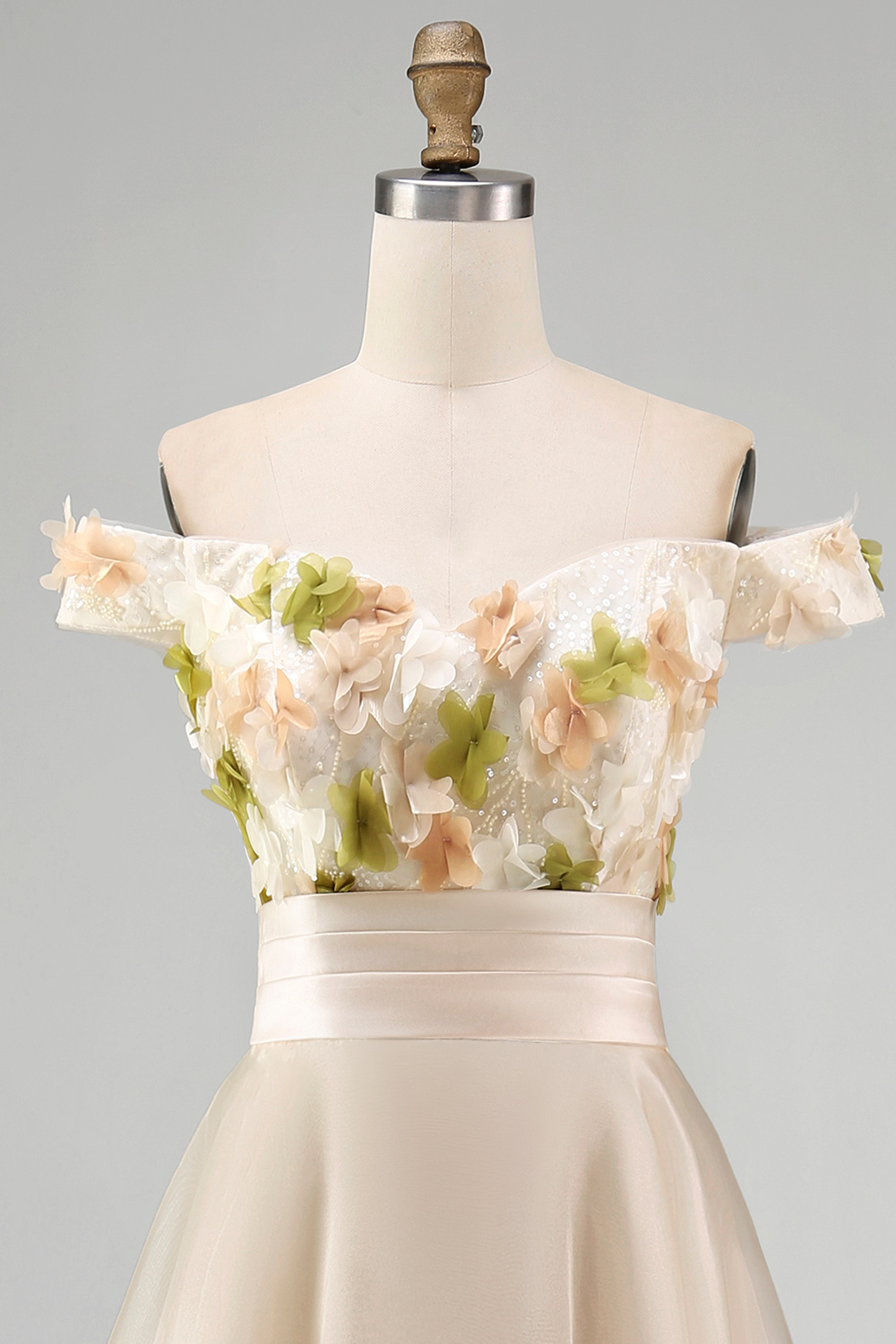Apricot Asymmetrical Floral A Line Mother of the Bride Dress with Ruffles