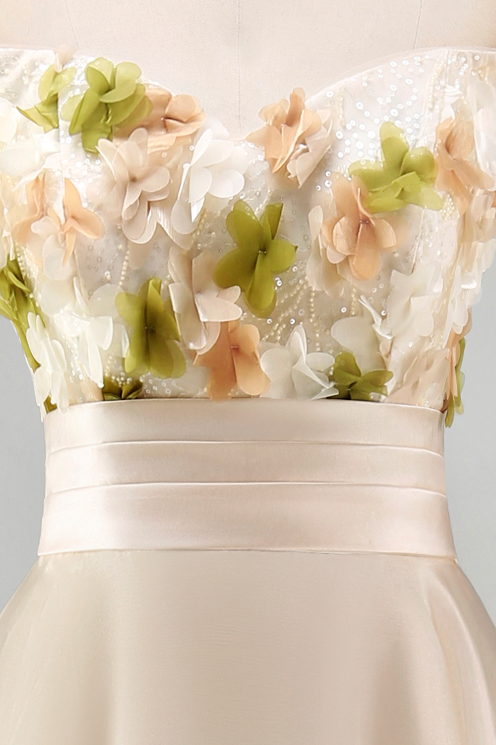 Apricot Asymmetrical Floral A Line Mother of the Bride Dress with Ruffles