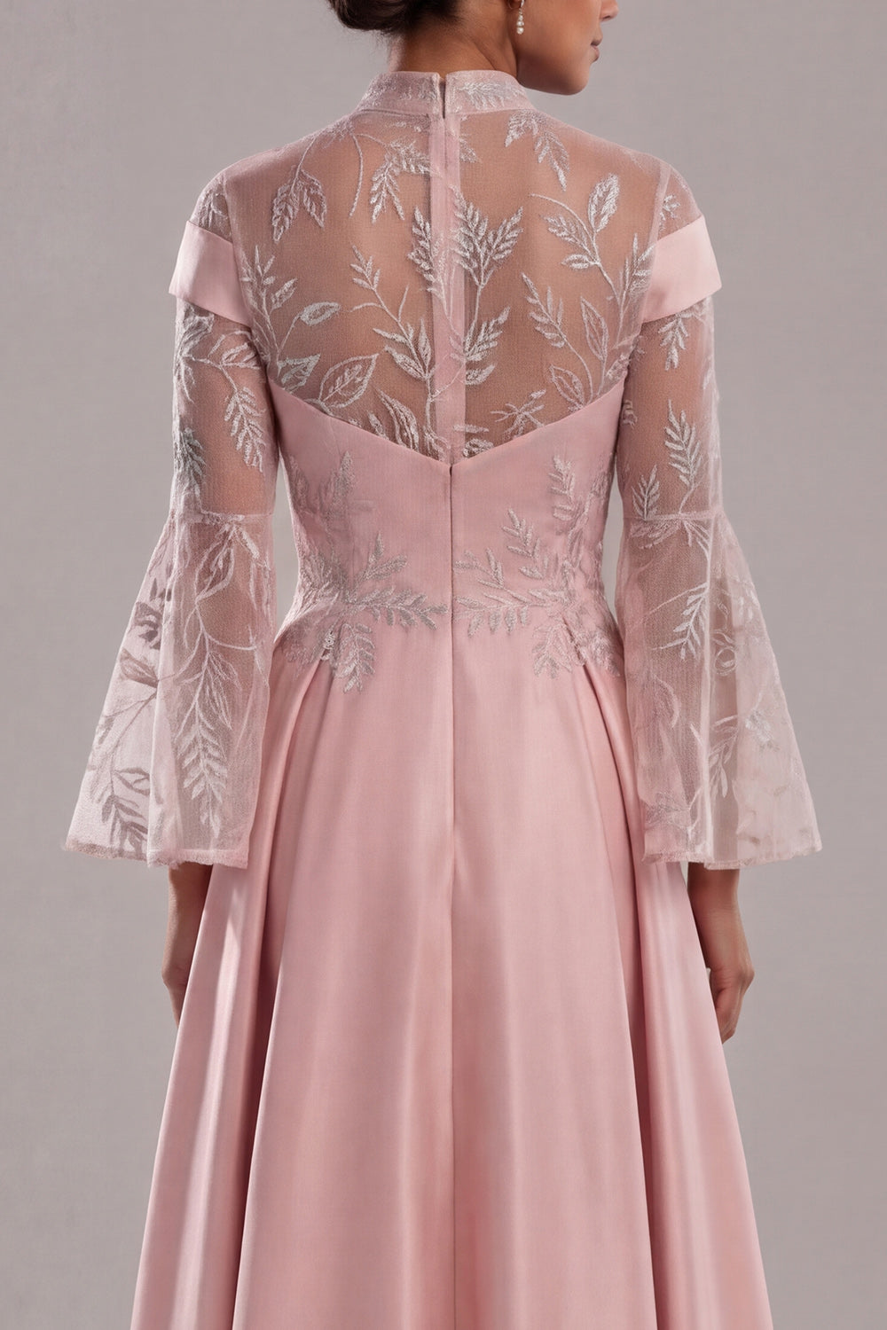 Pink Flare Sleeves Long A Line Mother of the Bride Dress