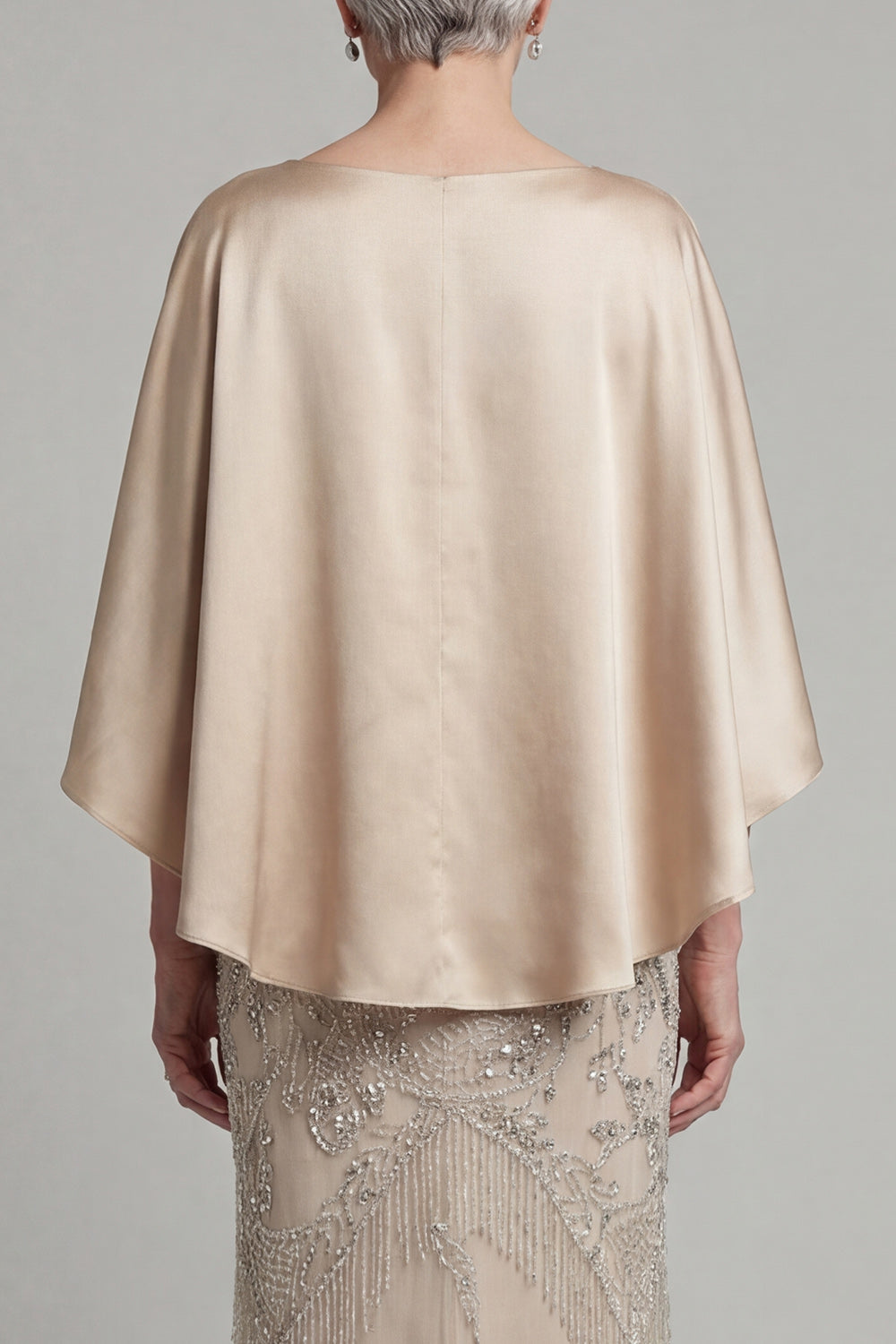 Sparkly Champagne Beaded Mermaid Long Grandmother of the Bride Dress with Pockets