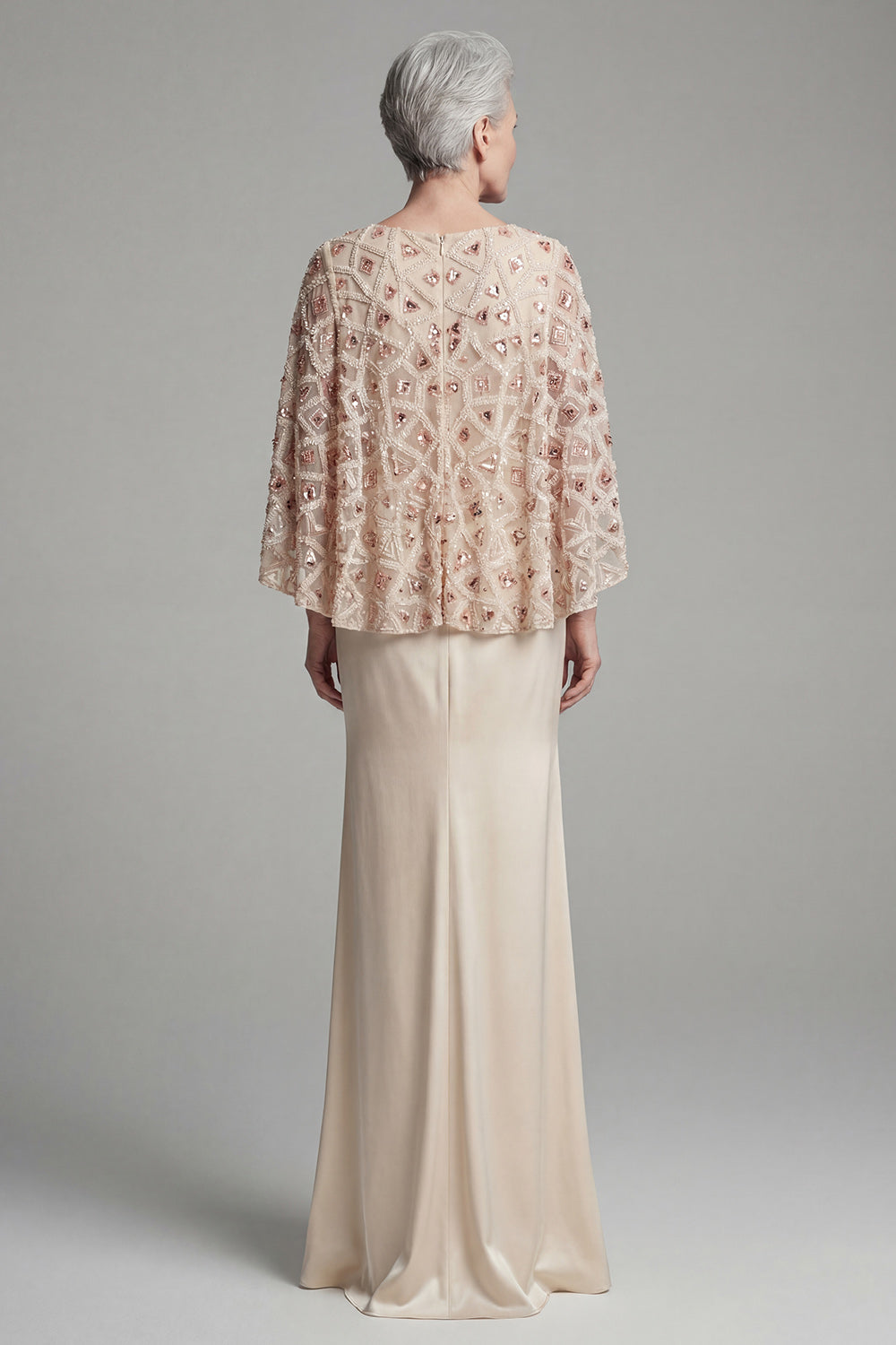 Sparkly Ivory Beaded Mermaid Long Grandmother of the Bride Dress