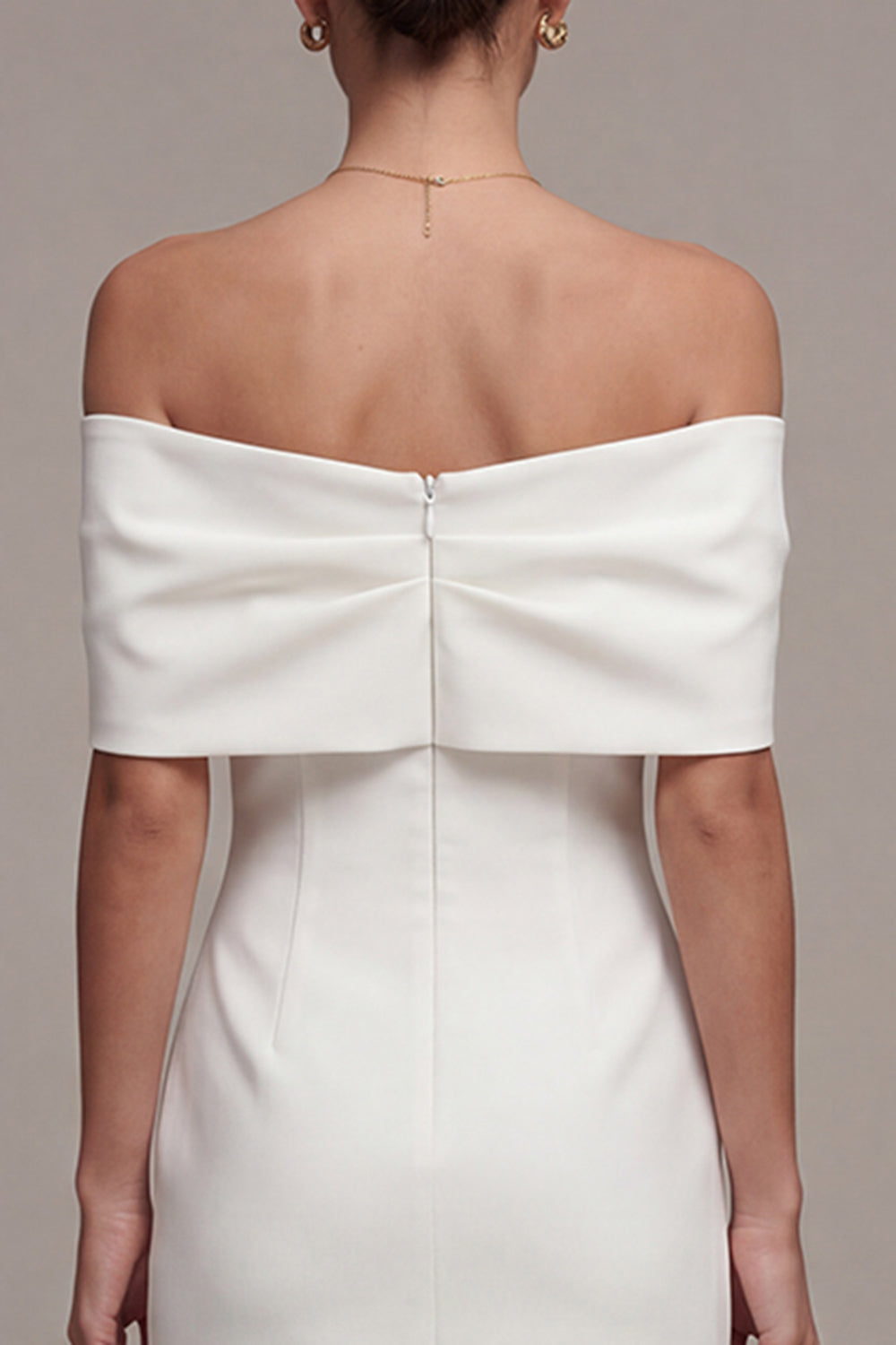 White Off the Shoulder Tight Short Graduation Dress with Bow