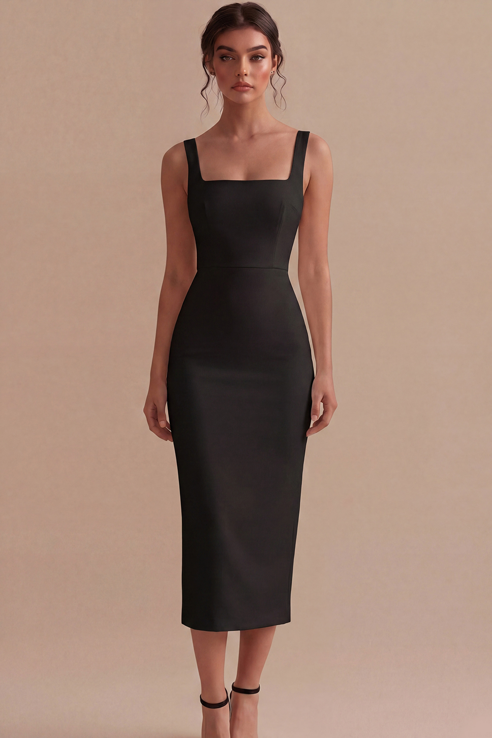 White Square Neck Maxi Bodycon Reception Dress for Bride