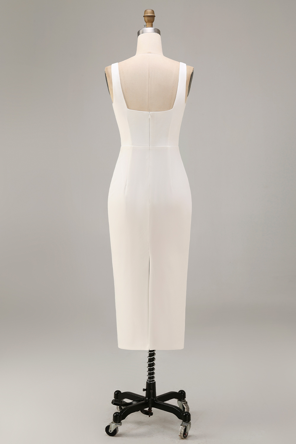 White Square Neck Maxi Bodycon Reception Dress for Bride