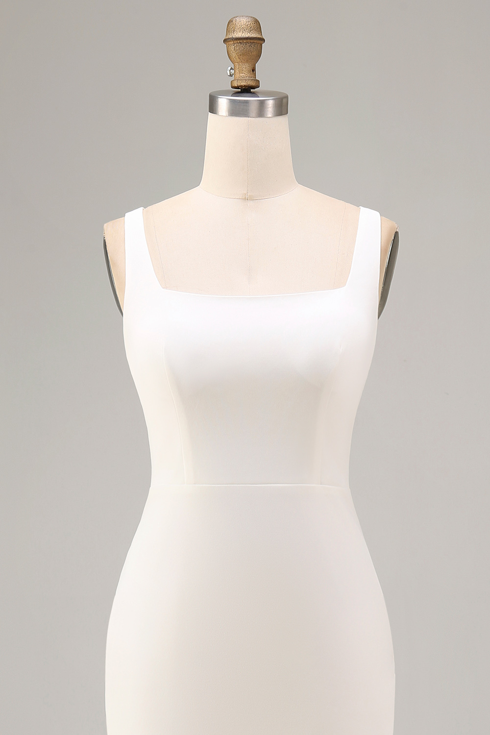 White Square Neck Maxi Bodycon Reception Dress for Bride