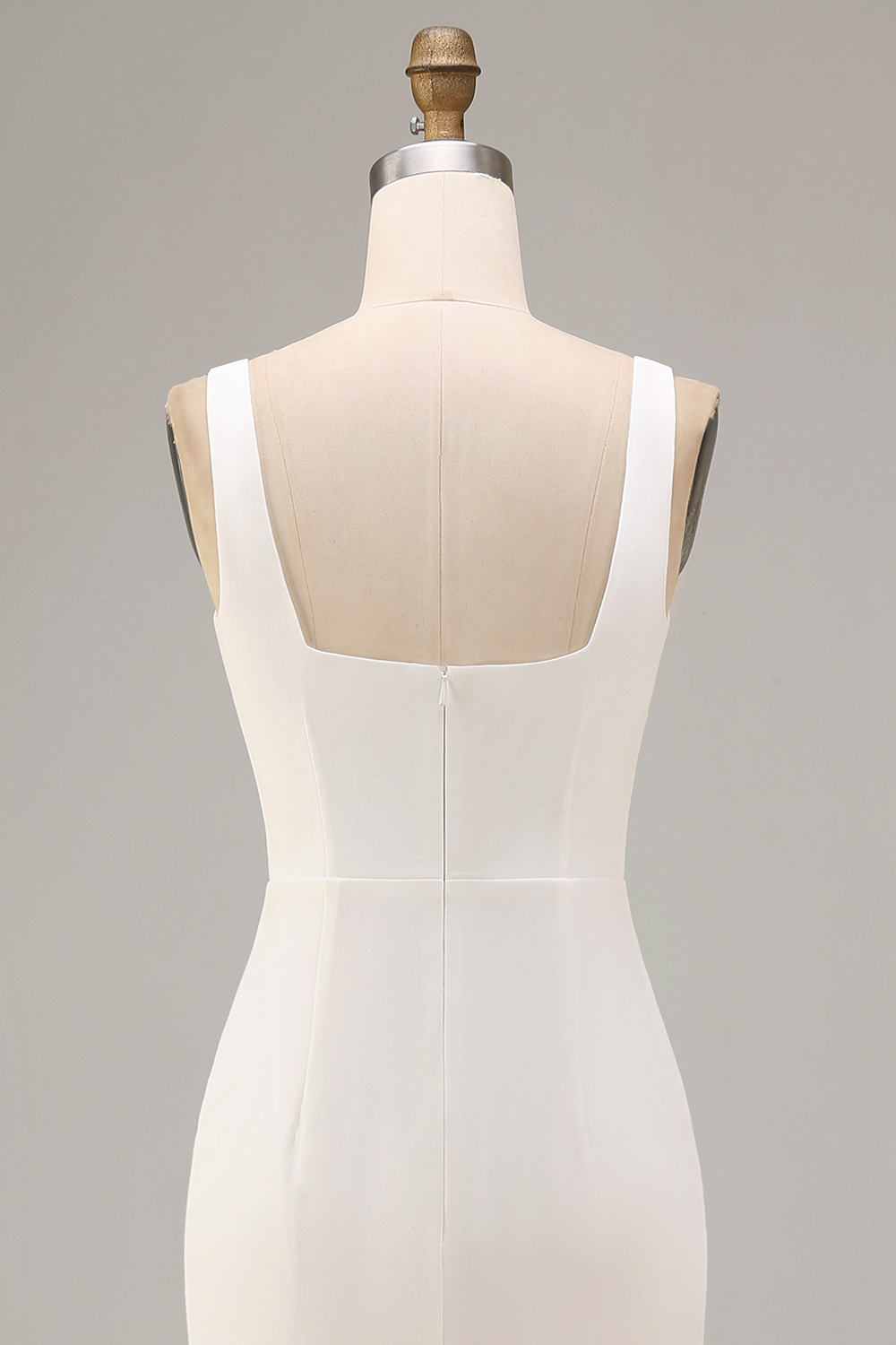White Square Neck Maxi Bodycon Reception Dress for Bride