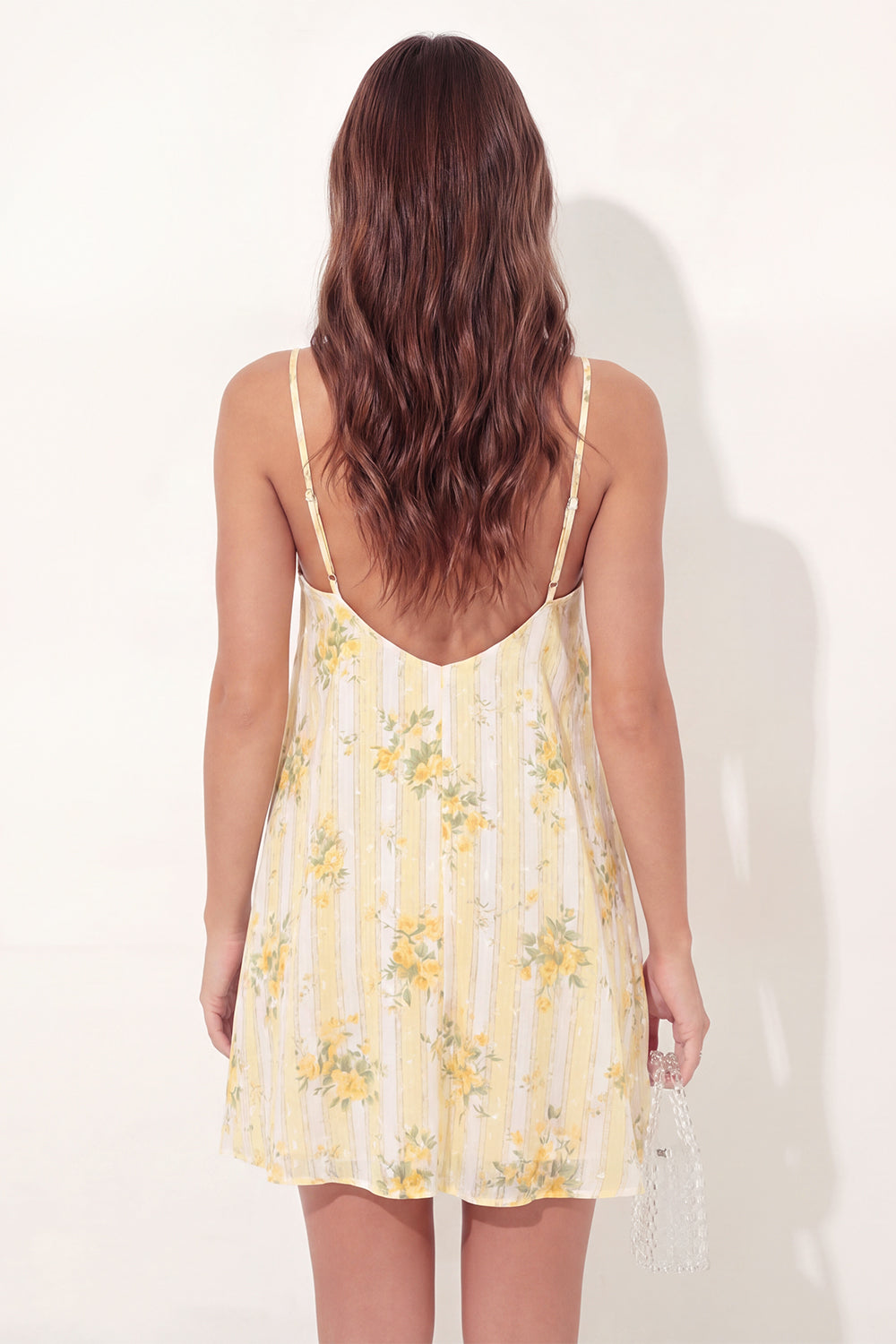 Butter Yellow Floral Spaghetti Straps A Line Short Homecoming Dress