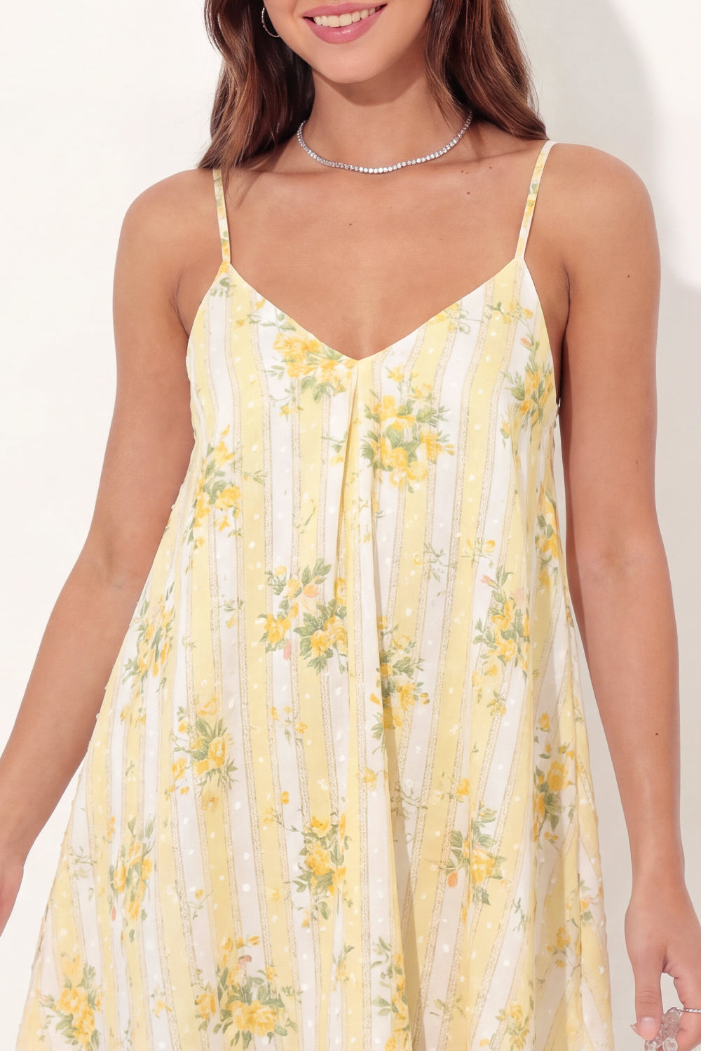 Butter Yellow Floral Spaghetti Straps A Line Short Homecoming Dress