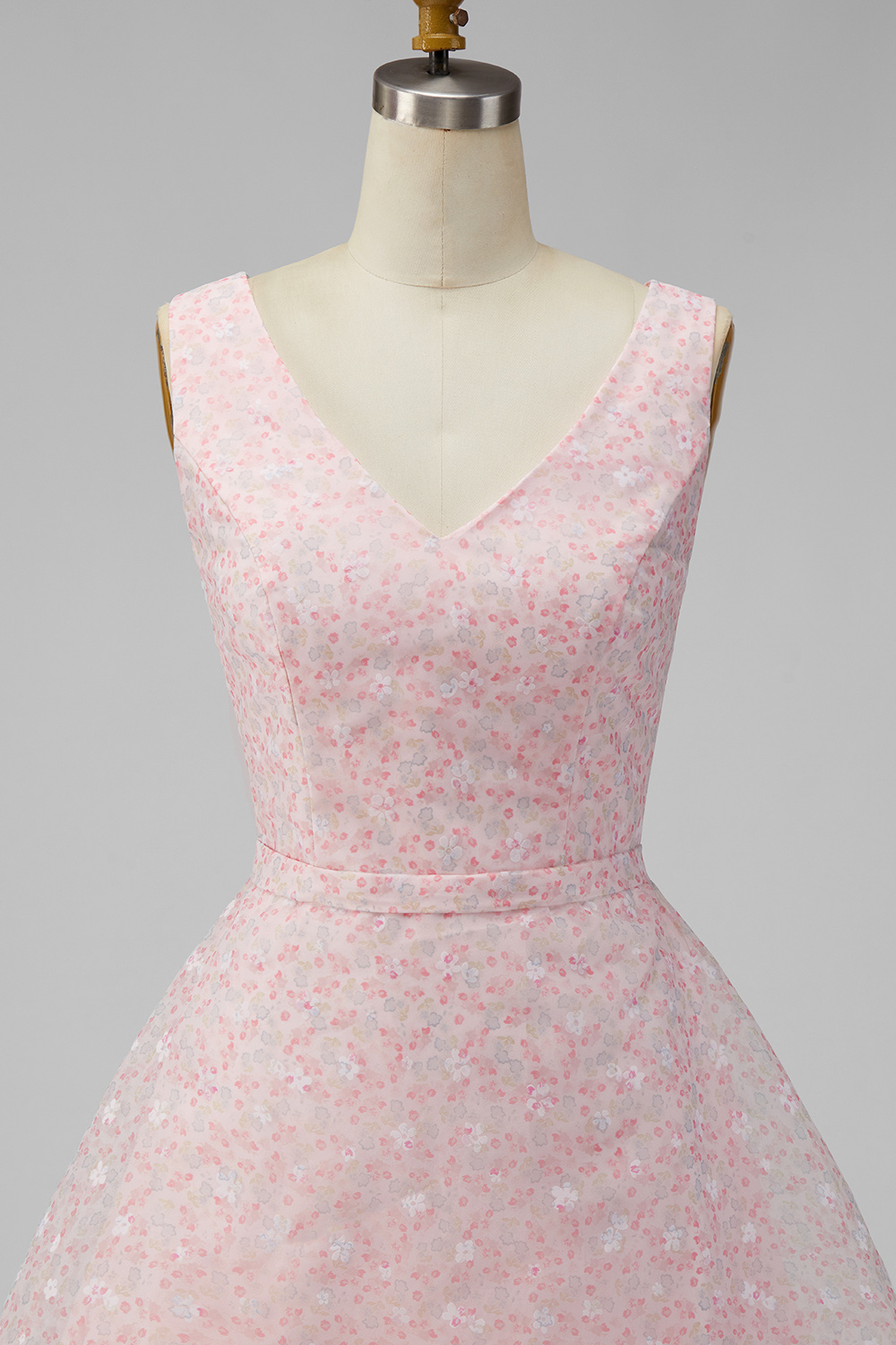 Sparkly Pink Floral Short V-Neck A Line Homecoming Dress with Sequin