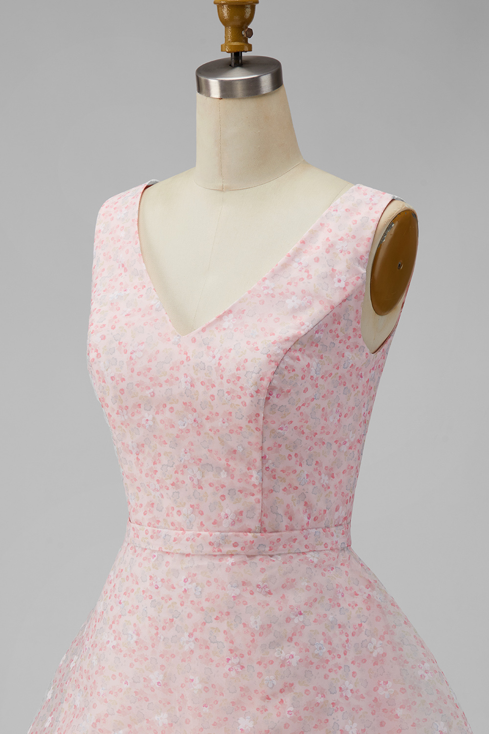 Sparkly Pink Floral Short V-Neck A Line Homecoming Dress with Sequin