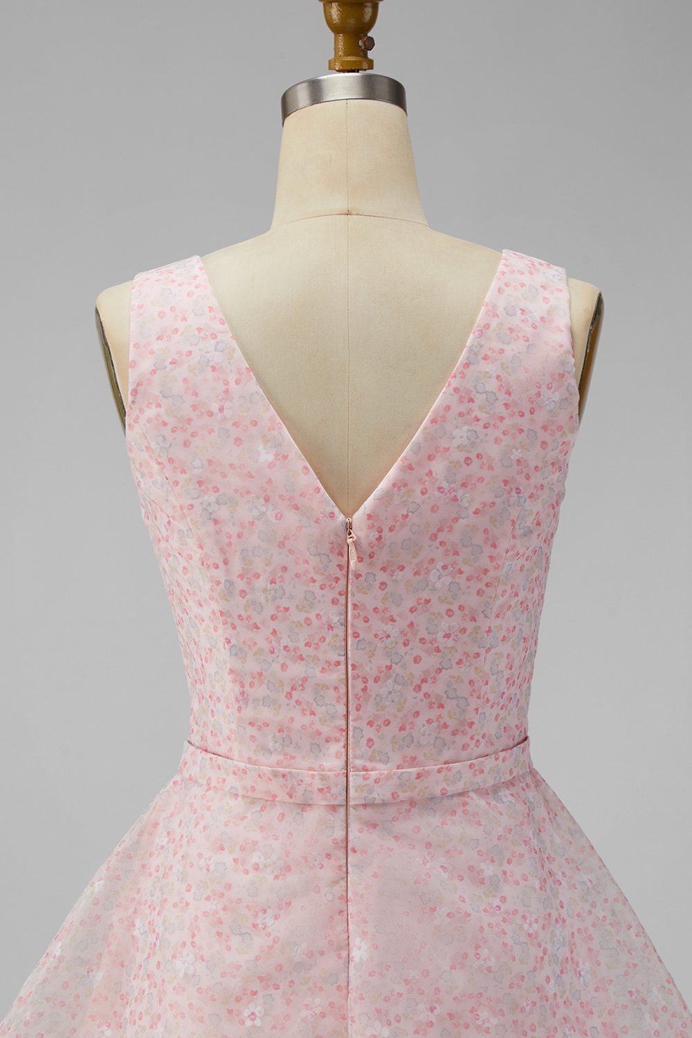 Sparkly Pink Floral Short V-Neck A Line Homecoming Dress with Sequin