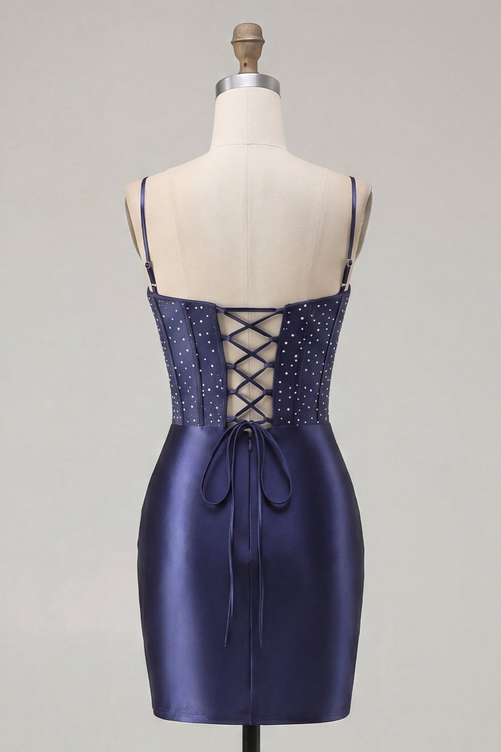 Floral Navy Tight Short Corset Homecoming Dress with Beading