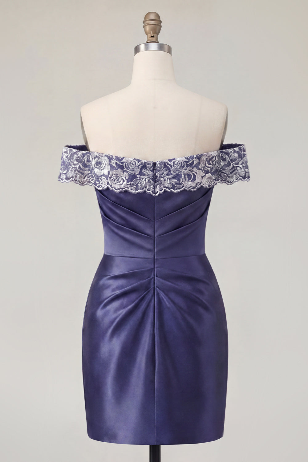 Navy Off the Shoulder Ruched Floral Tight Short Homecoming Dress