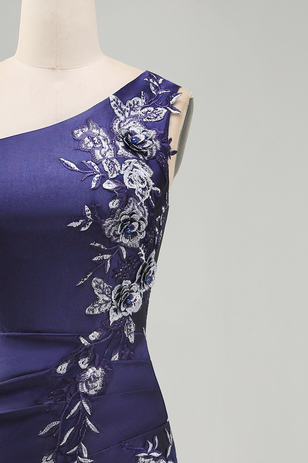 Navy Floral Tight Ruched Short Homecoming Dress with Ruffles