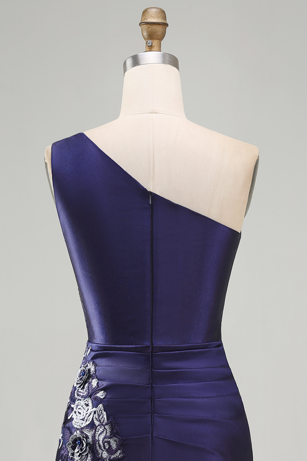 Navy Floral Tight Ruched Short Homecoming Dress with Ruffles