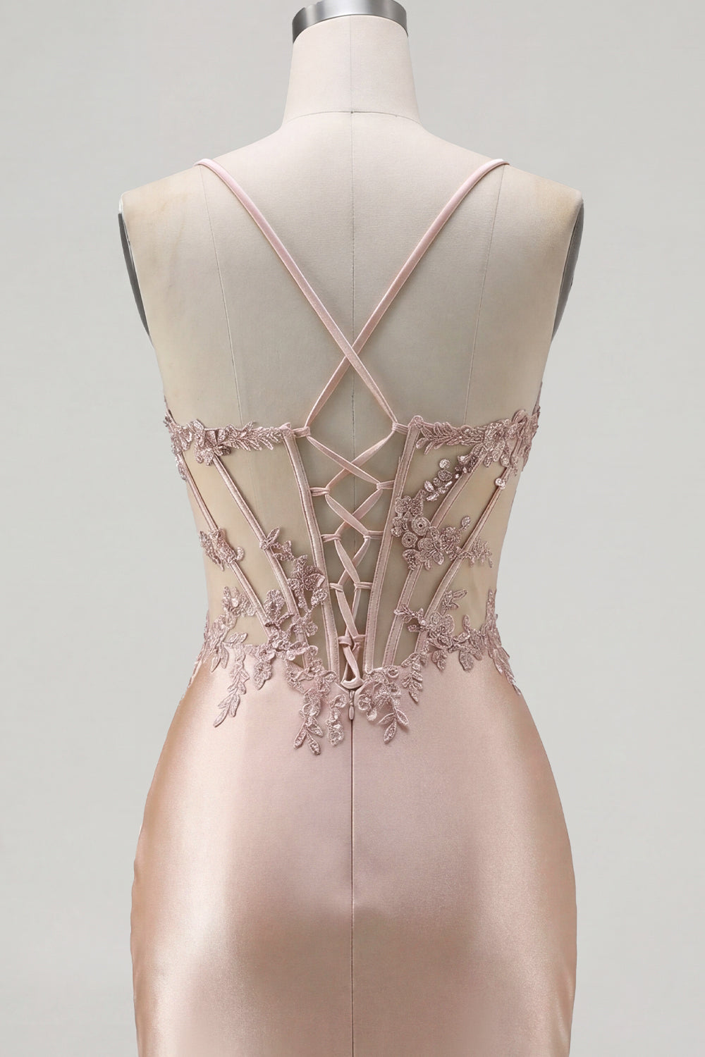 Sparkly Champagne Beaded Ruched Tight Short Corset Homecoming Dress