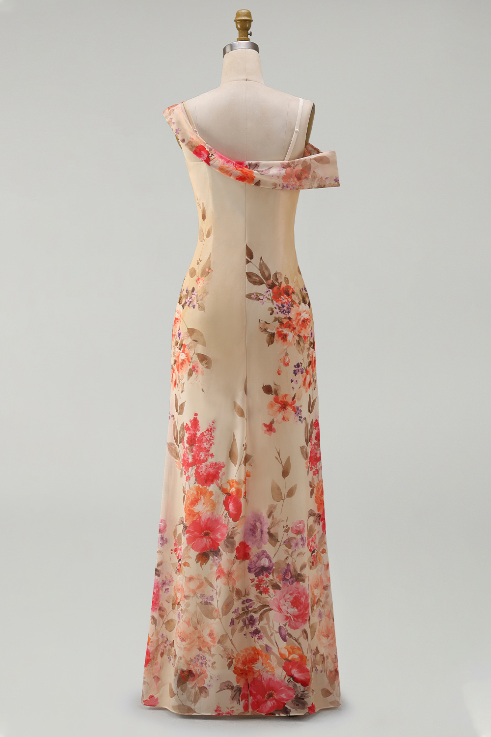Ivory Floral Mermaid One Shoulder Maxi Beach Wedding Guest Dress