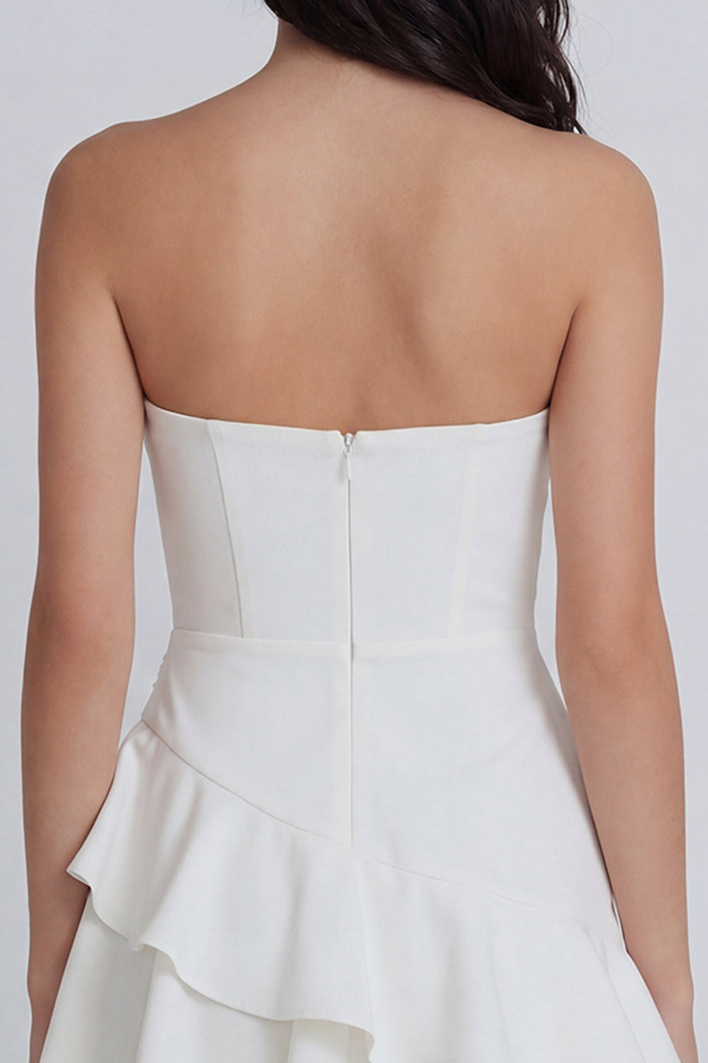 Ivory Ruched Sweetheart A Line Short Bridal Shower Dress with Ruffles