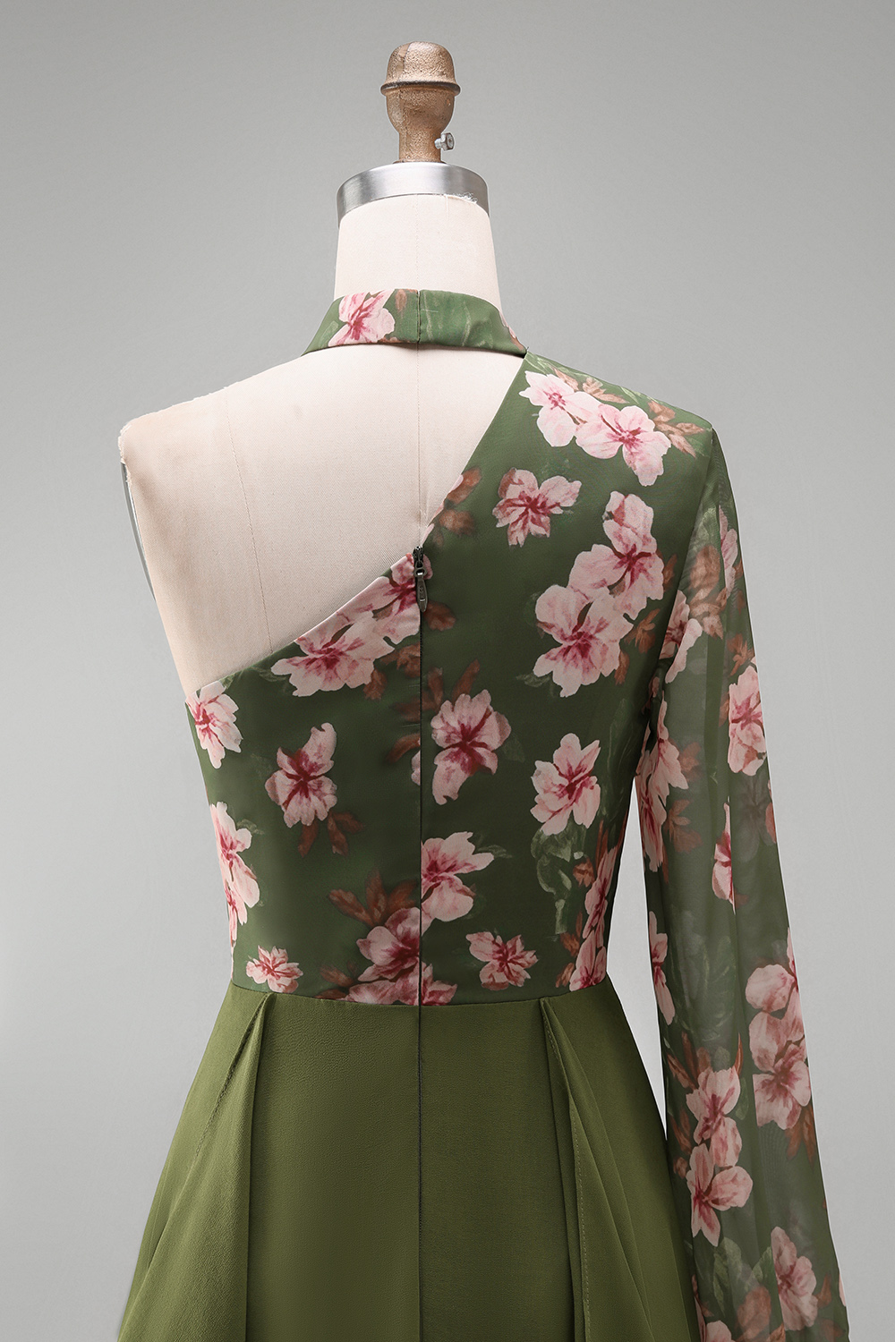 Eucalyptus Floral A Line Long Sleeves Mother of the Bride Dress with Ruffles