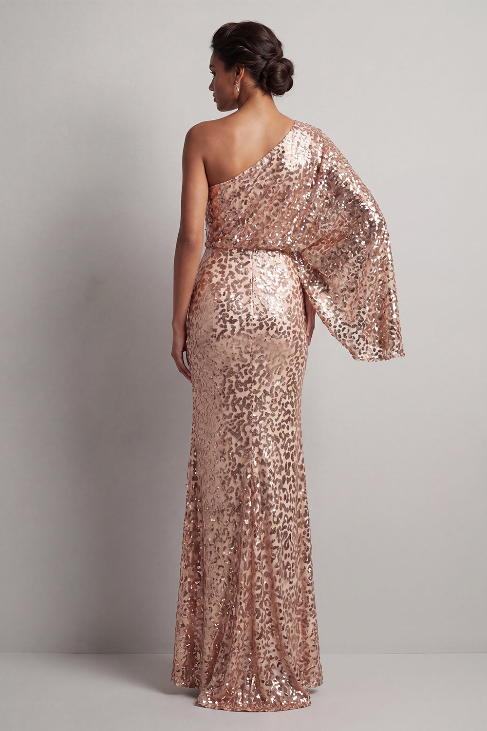 Sparkly Champagne Beaded Mermaid Long Mother of the Bride Dress with Side Cape