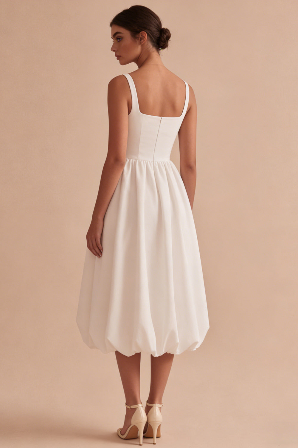 White Square Neck Maxi A Line Engagement Dress