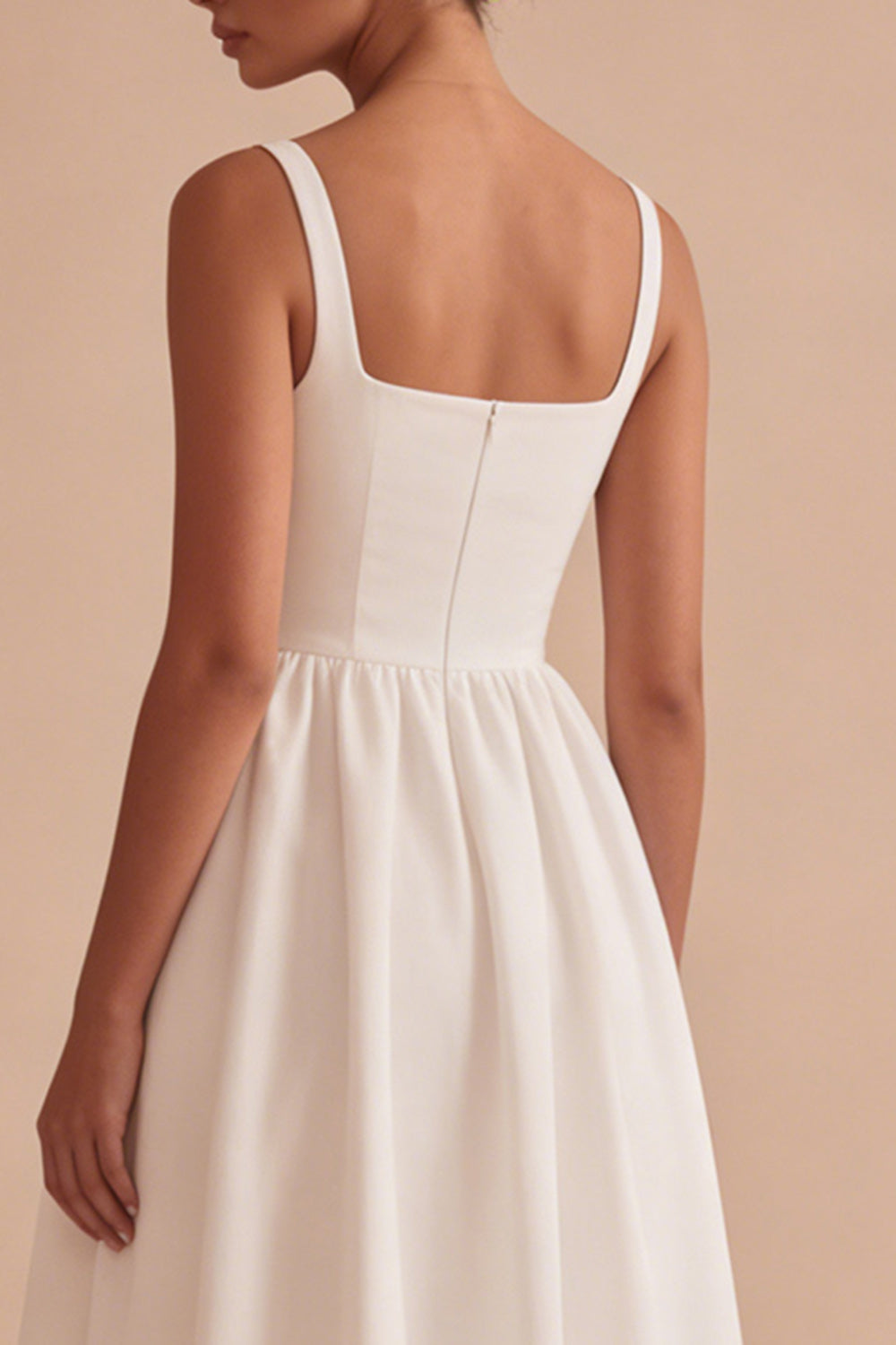 White Square Neck Maxi A Line Engagement Dress